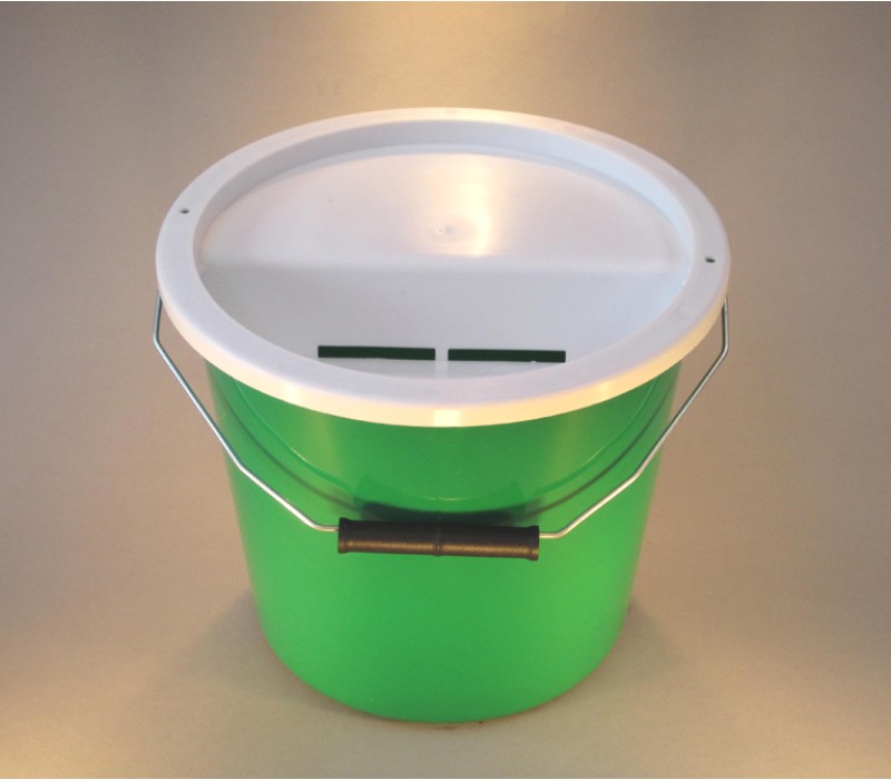 Green Charity Fundraising Money Collection Box/Bucket with Lid and Label for Fundraising